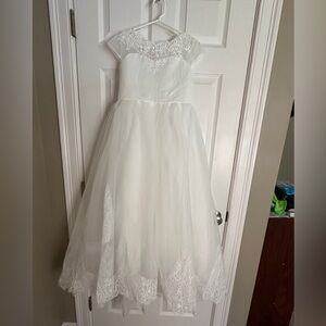 Girls First Communion Flower Girl White Dress Size 8